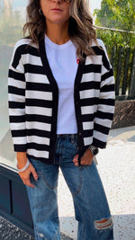 Black Striped Everyday Light Knit Cardigan