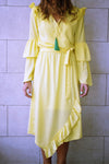 Yellow Ruffle Midi Dress