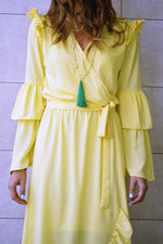 Yellow Ruffle Midi Dress