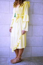 Yellow Ruffle Midi Dress