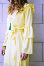 Yellow Ruffle Midi Dress