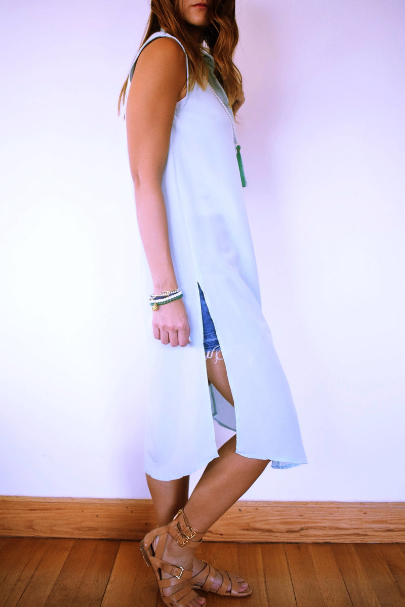 Pastel Blue Sleeveless Beach Shirt