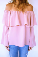 Blush Tiered Off Shoulder Top