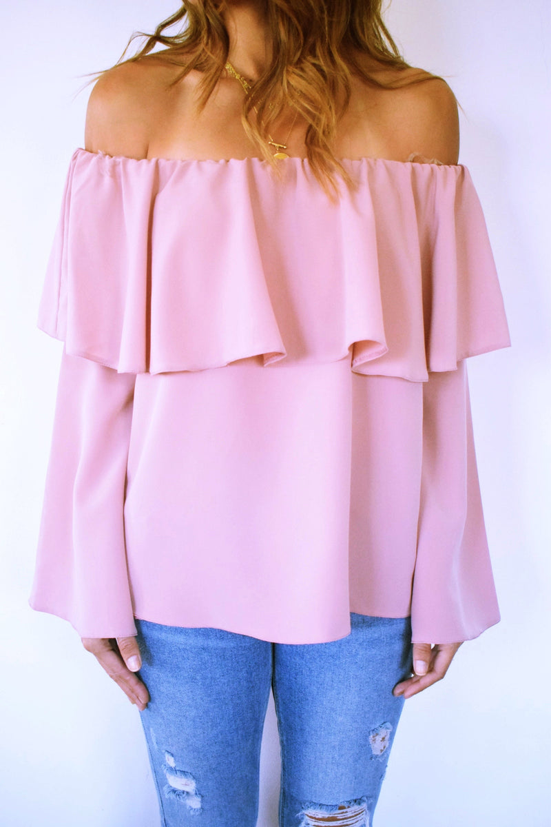 Blush Tiered Off Shoulder Top