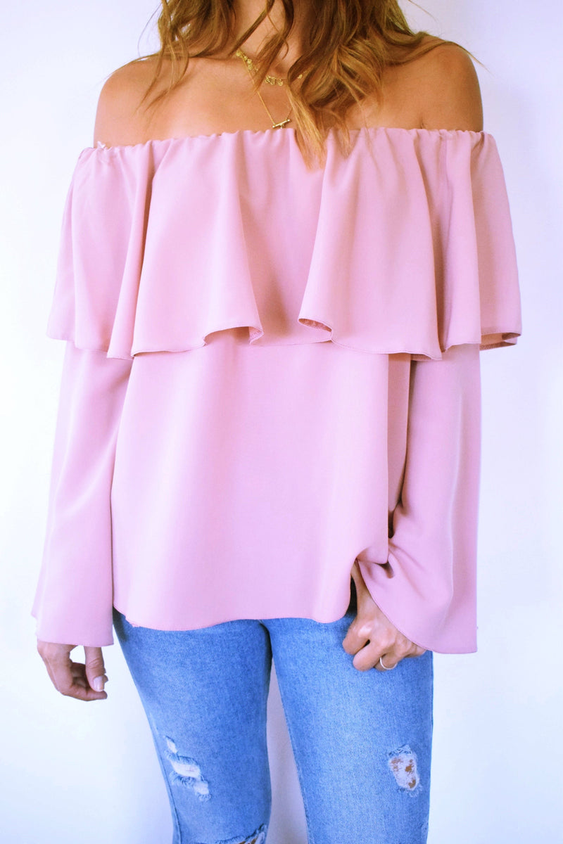 Blush Tiered Off Shoulder Top