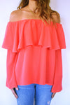 Watermelon Tiered Off Shoulder Top