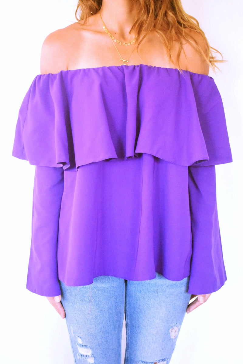 Purple Tiered Off Shoulder Top