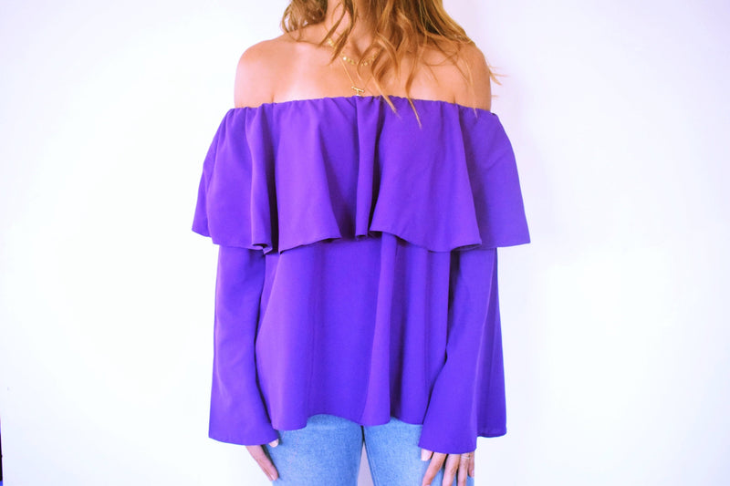 Purple Tiered Off Shoulder Top