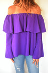 Purple Tiered Off Shoulder Top