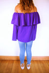 Purple Tiered Off Shoulder Top