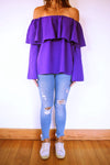 Purple Tiered Off Shoulder Top