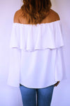 White Tiered Off Shoulder Top