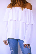 White Tiered Off Shoulder Top