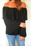 Black Tiered Off Shoulder Top