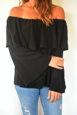 Black Tiered Off Shoulder Top