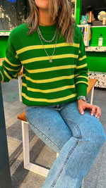 Green All About Stripes Pullover