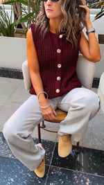 Burgundy Golden Button Knit Vest