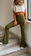 Olive Slim Flare Pants