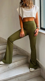 Olive Slim Flare Pants