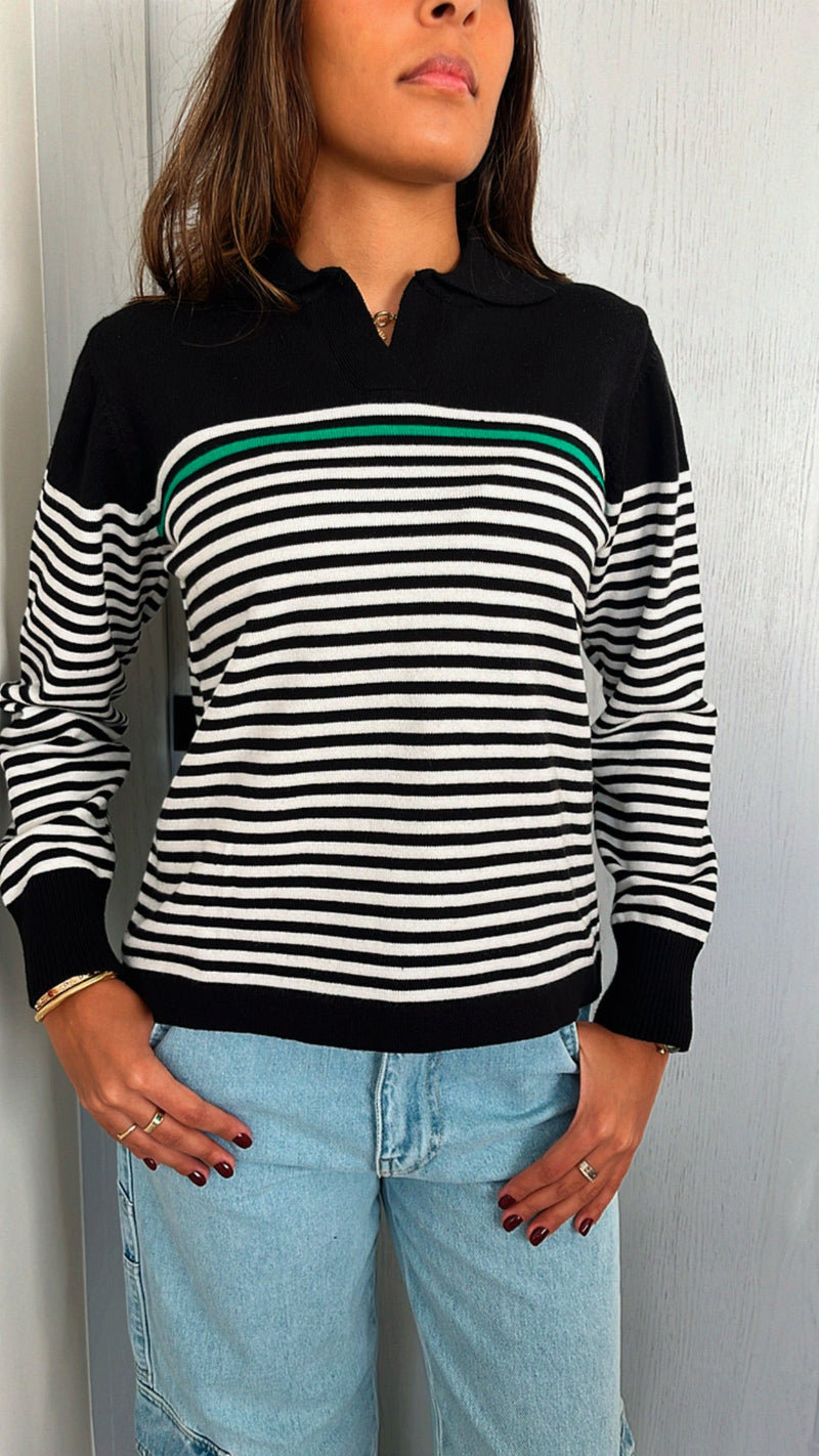 Black Striped Prep Knit