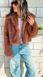 Camel Faux Fur Cropped Jacket