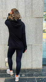 Black Flowy Jersey Hoodie