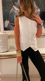 White Business Girl One Shoulder Vest