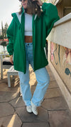 Green Colorblock Oversized Jacket