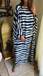 Blue Paint Striped Kaftan