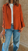 Rust Cropped & Breezy Shirt