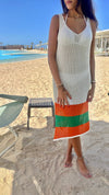 Orange Colorblock Trim Crochet Coverup