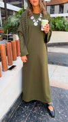 Olive Crew Neck Ribbed Dress