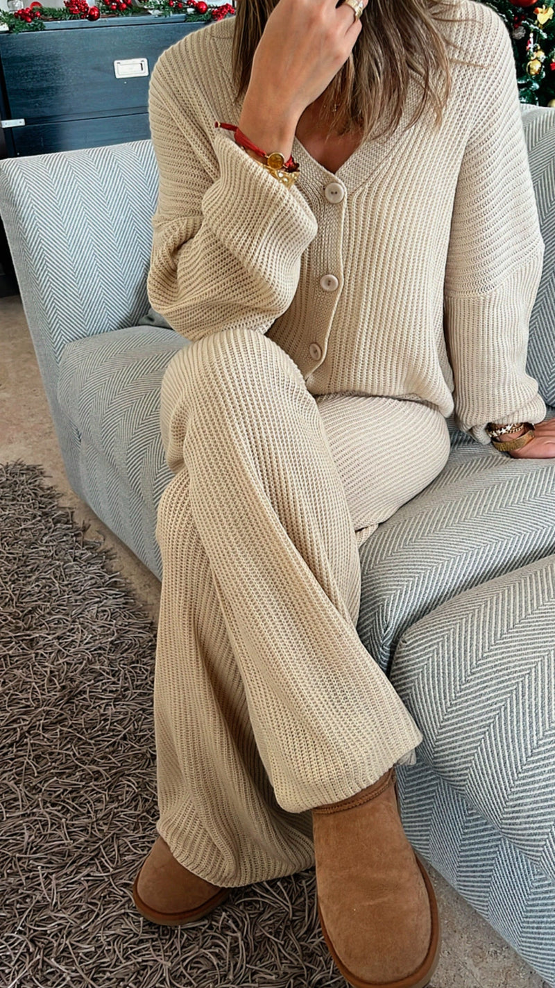 The Beige Cardi Set