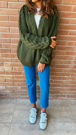 Olive Braided Sleeve Cardigan