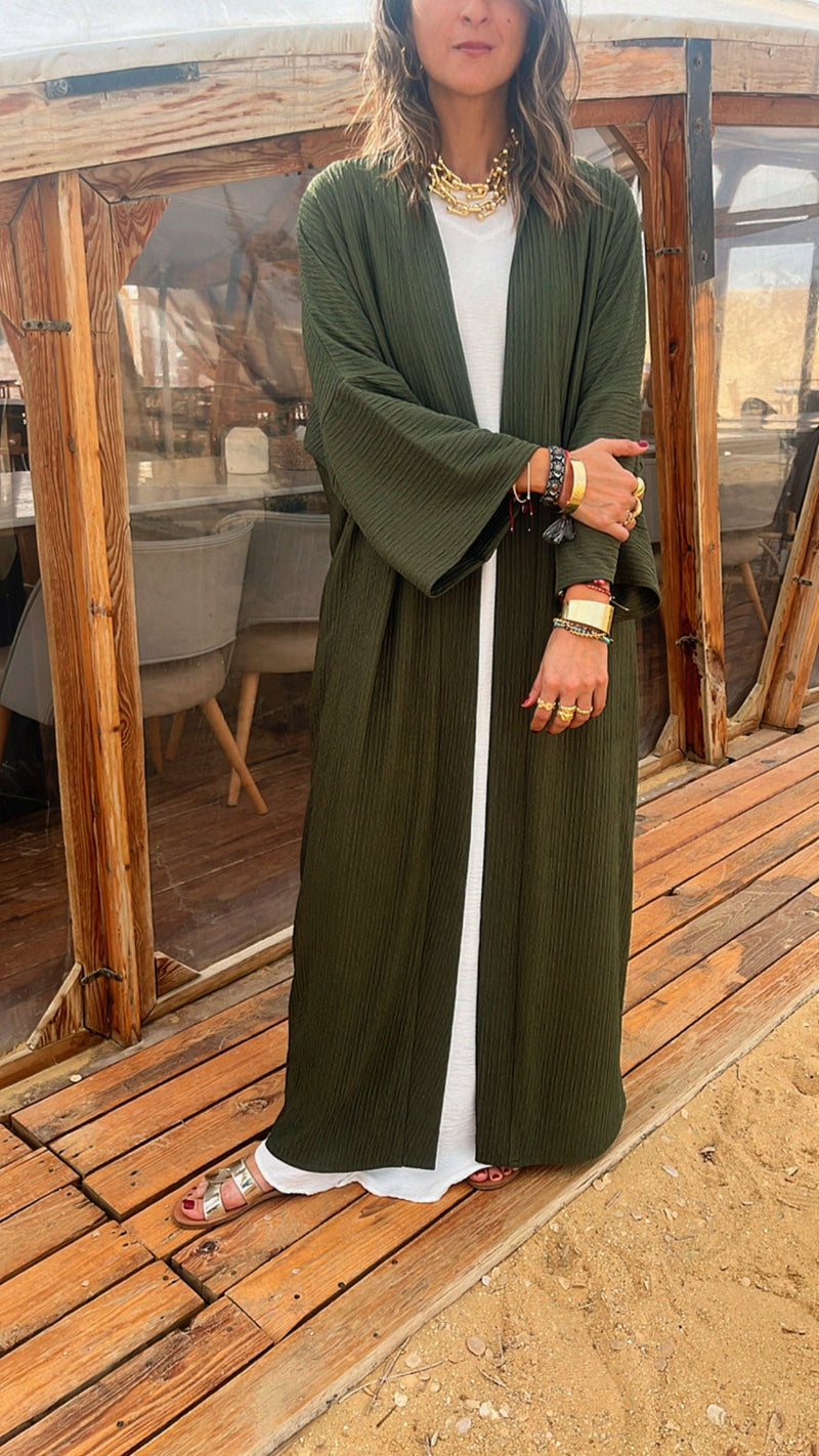 Olive Longline Thick Kimono