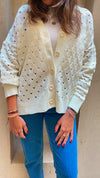 Ivory V Button Light Cardi