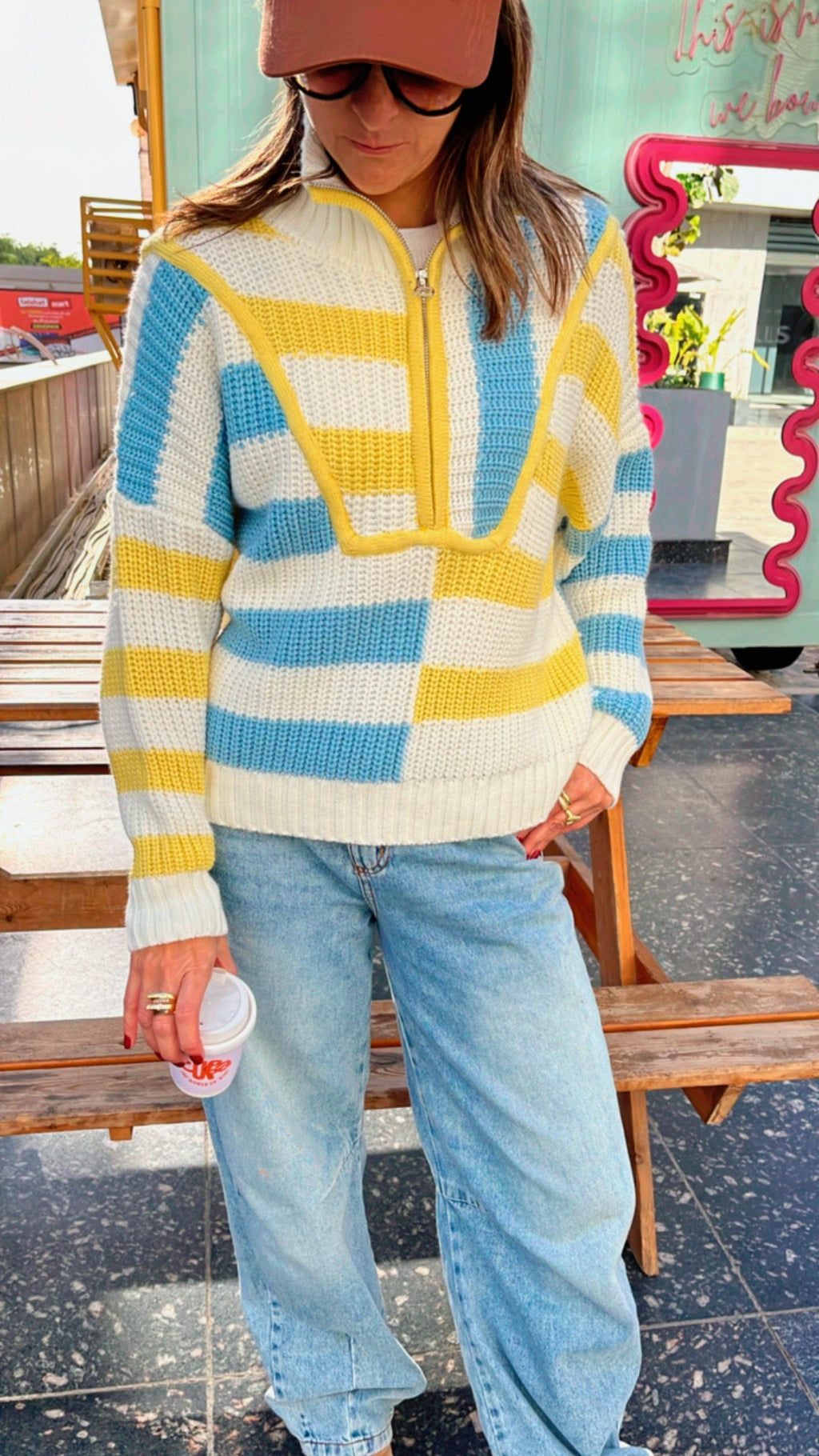 Pastel Quarter Zip Up Sweater