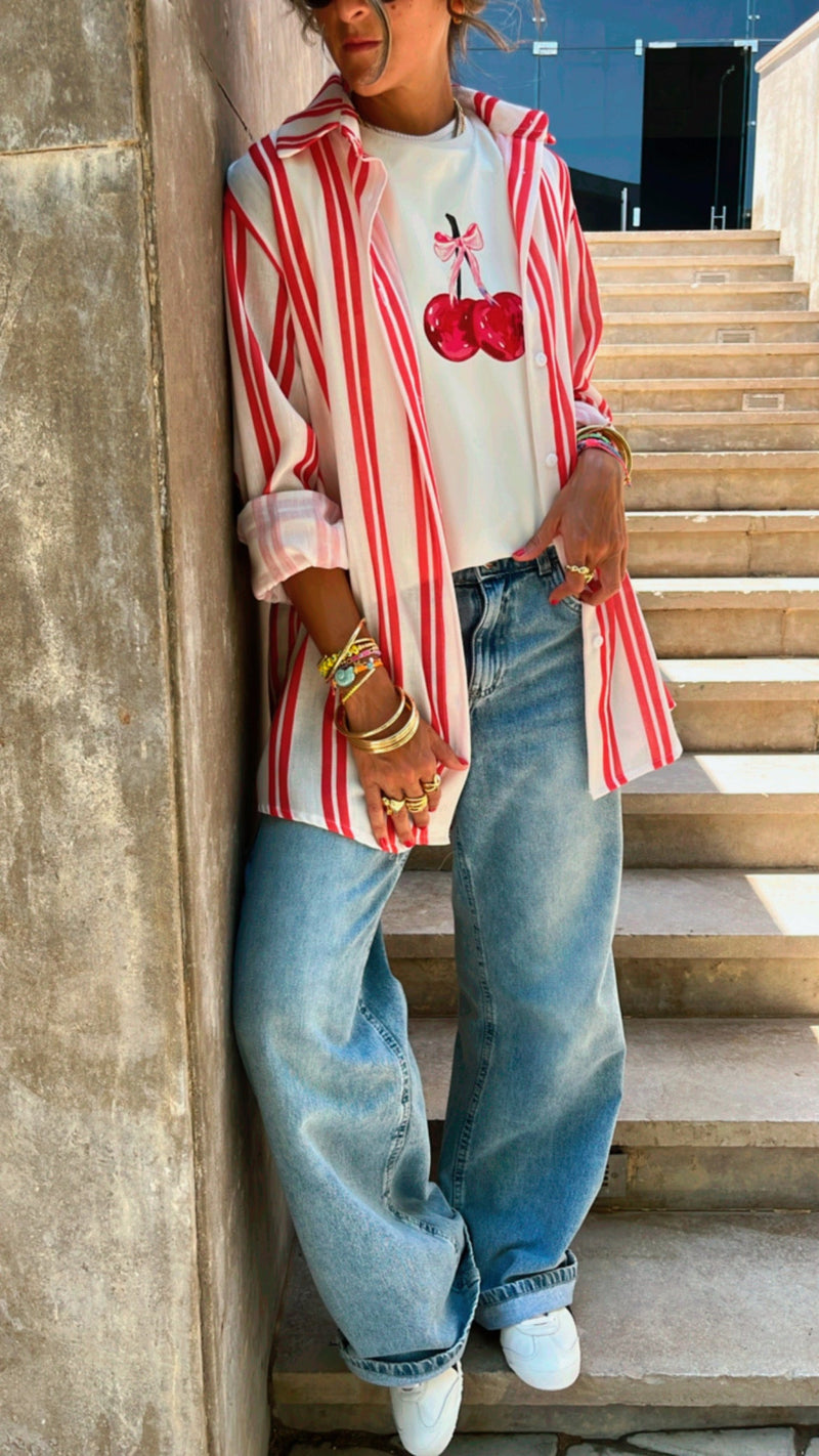 Red Candy Striper Shirt