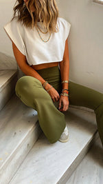 Olive Slim Flare Pants