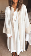 Beige Stripe Linen Kimono