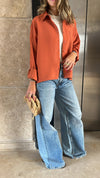 Rust Cropped & Breezy Shirt