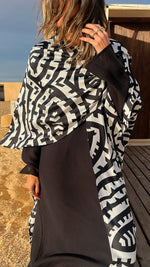 Black Abstract Monochrome Kimono Set