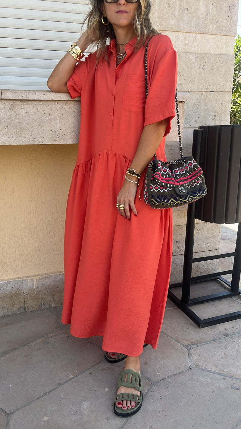 Watermelon Collared Maxi Dress