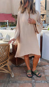 Beige Linen Breezy High low Dress