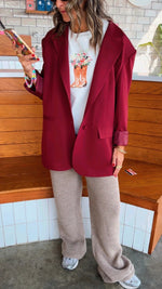 Burgundy Sophisticated Oversize Blazer