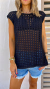 Black Warm Morning Crochet Top