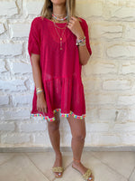 Burgundy Tassel Embellished Coverup