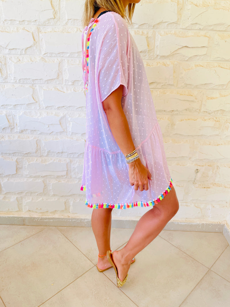 Blush Tassel Embellished Coverup