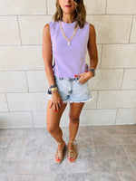 Grey & Lilac Cutout Top