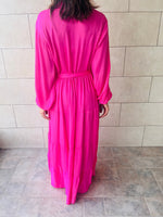 Fuchsia Subtle Print Half Shirt Dress